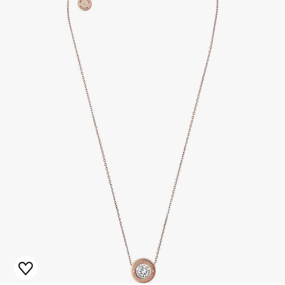 BNIB Michael Kors Stainless Steel Rose Gold-Tone necklace with Crystal Accents - Picture 3 of 3